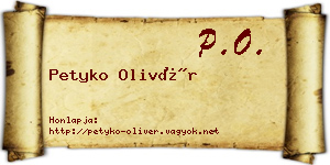 Petyko Olivér névjegykártya