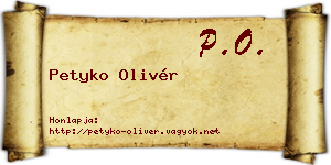 Petyko Olivér névjegykártya